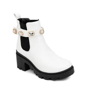 Sugar Womens 8.5 M White Favorite Jewel Ankle Strap Pull On Booties DISPLAY JK9